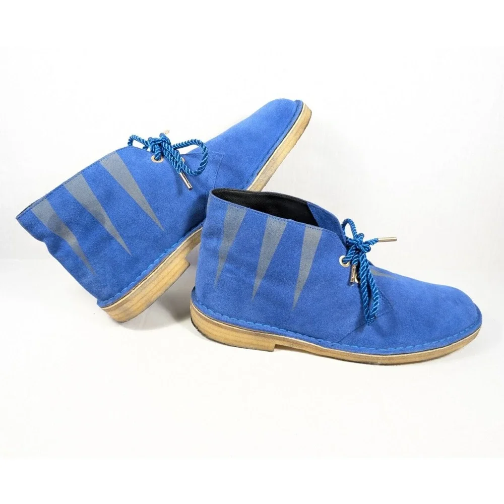 Clarks Boots Mens 11 Desert‎ Luck Electric Blue Leather Alexandra Llewellyn Blue